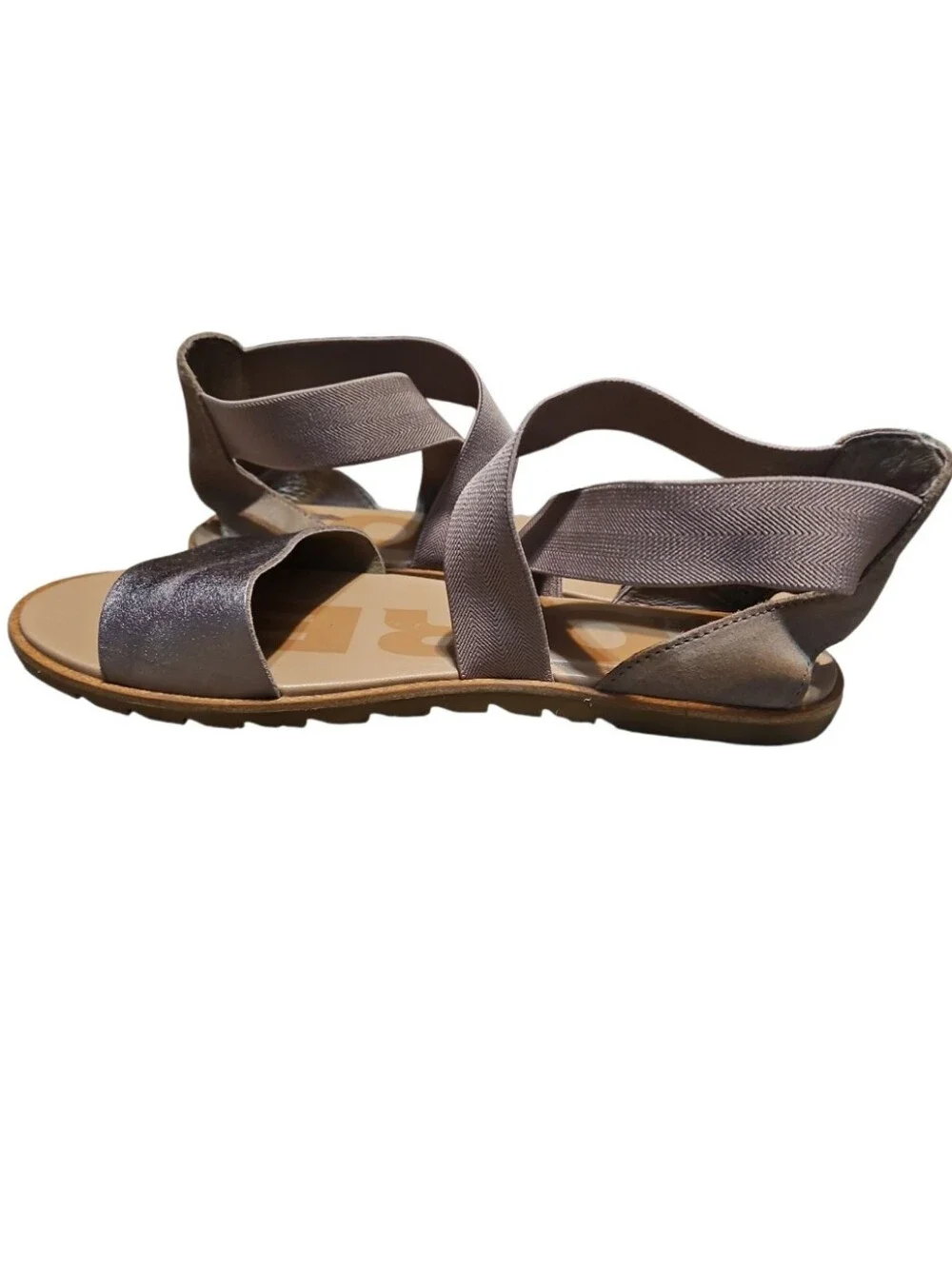 Sorel Ella 11 Ash Brown Metallic Open Strappy Leather Sandals